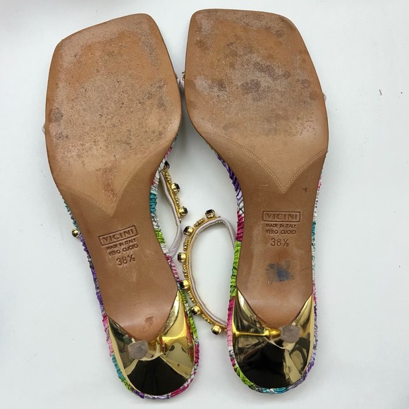 Giuseppe Zanotti Jeweled Crystal Floral Sandal Kitten Heel Slip-On 38.5 / US 8.5 - Picture 9 of 13